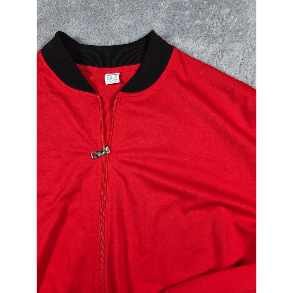 Red Full Zip‎ Track Jacket Bomber Collar Lightweight Sweatshirt XL